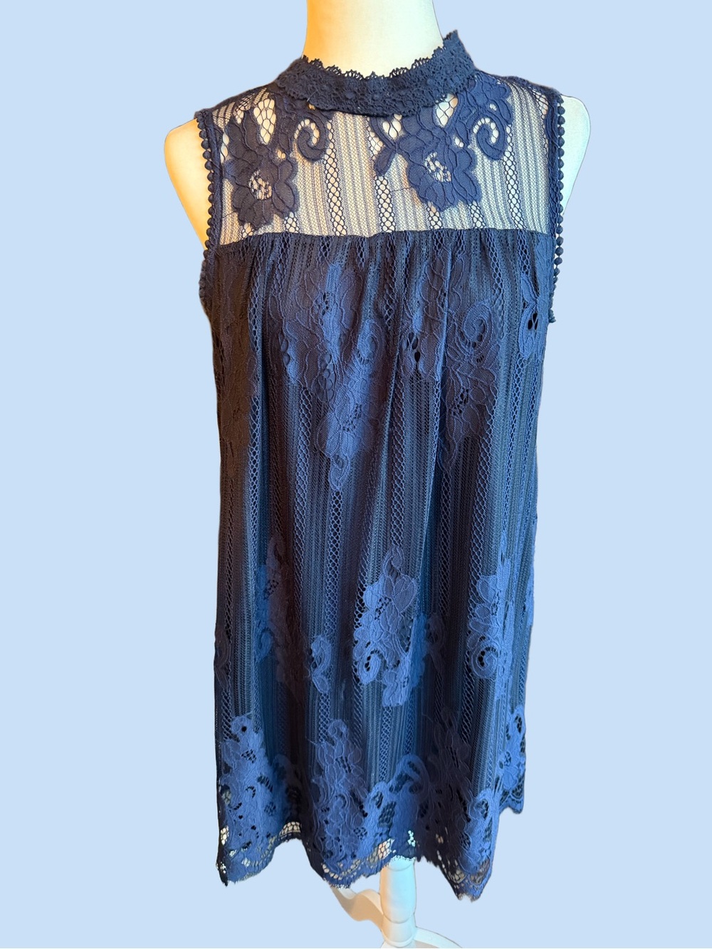 Xhilaration Navy Lace Sleeveless Mini Dress